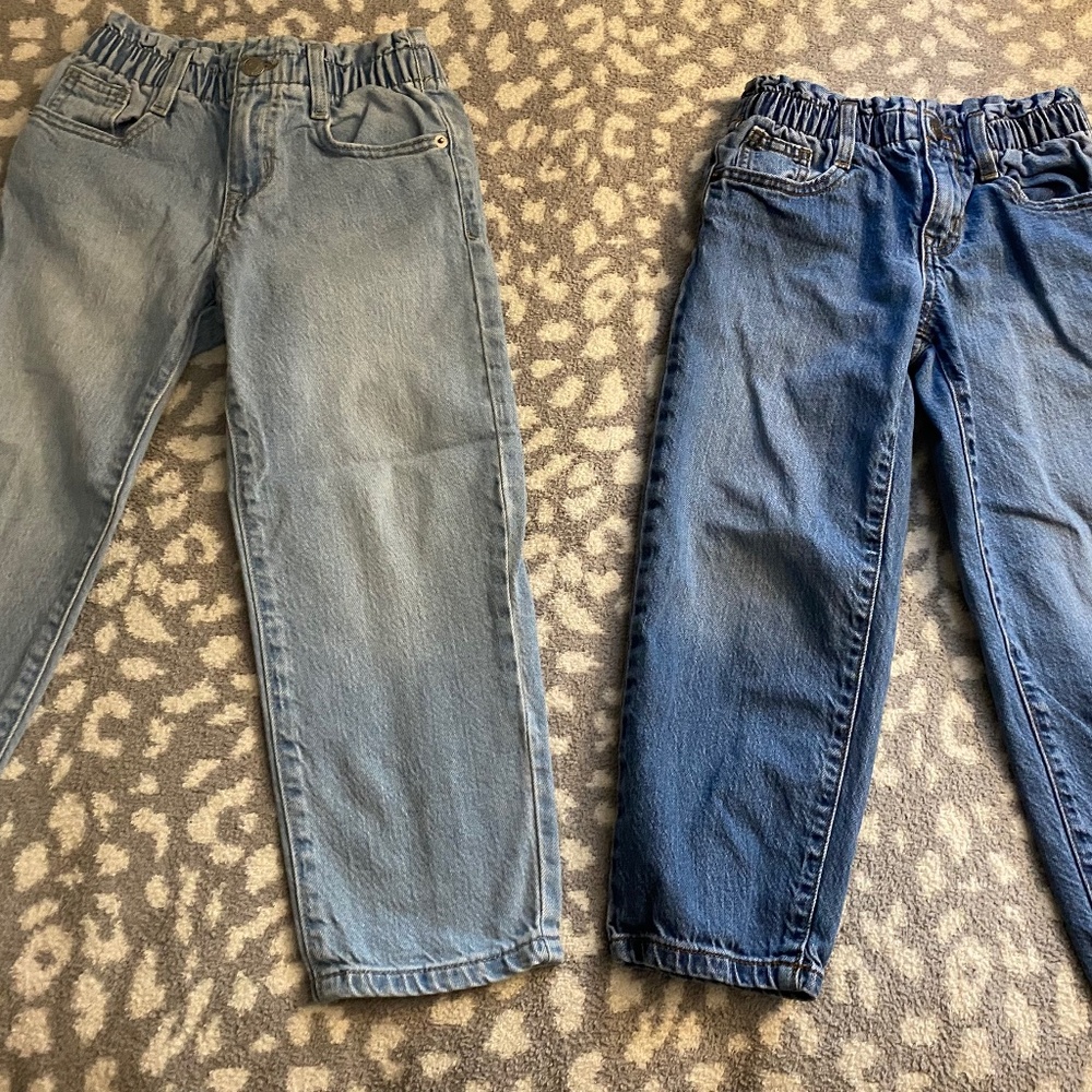 2 pairs of Cat & Jack paper bag waist jeans  Size 6